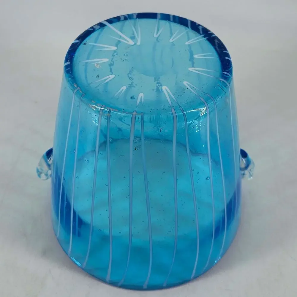 Vintage Venini for Disaronno Blue Glass Ice Bucket Caribbean Blue Murano